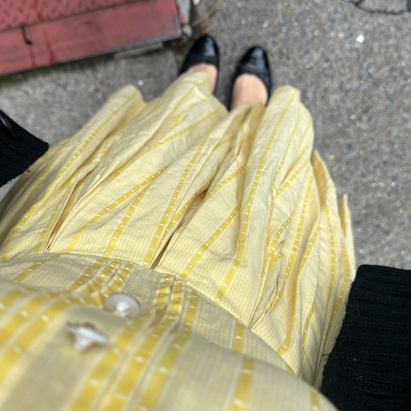 1950s yellow vintage dress sleeveless bow cotton handsewn 0 - Picture 2 of 2